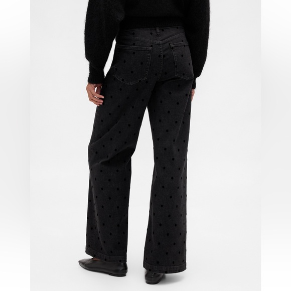 NWT GAP Polka Dot Stride High Rise Wide Leg Jeans 31R 12 - Picture 4 of 10